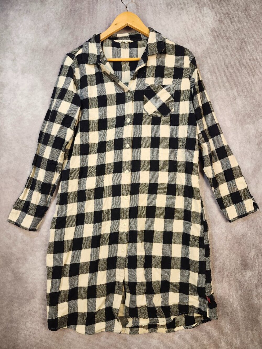 Woolrich Black and White Buffalo Check Long Sleeved Shirt Dress Size Medium